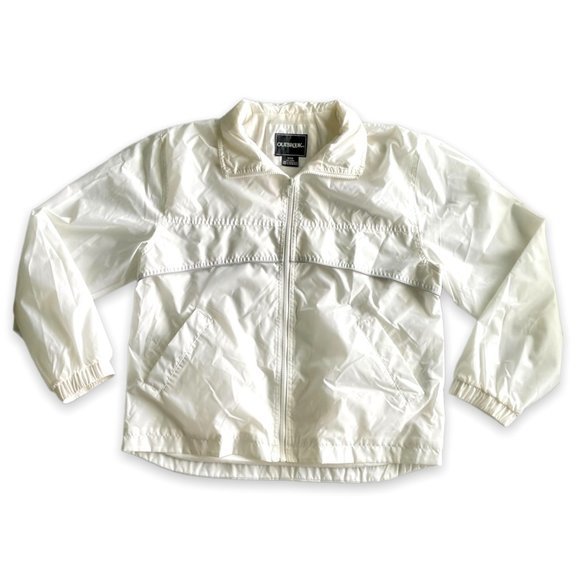 90's Vintage White Silver Windbreaker Bomber Jacket - Picture 3 of 10